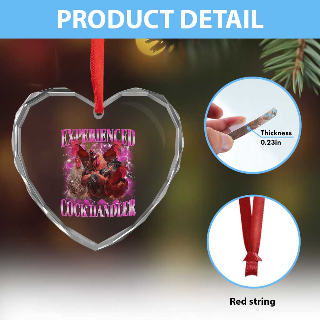 Embarrassing Adult Humor Experienced Cock Handler Inappropriate Heart Crystal Glass Ornament - Wonder Print Shop