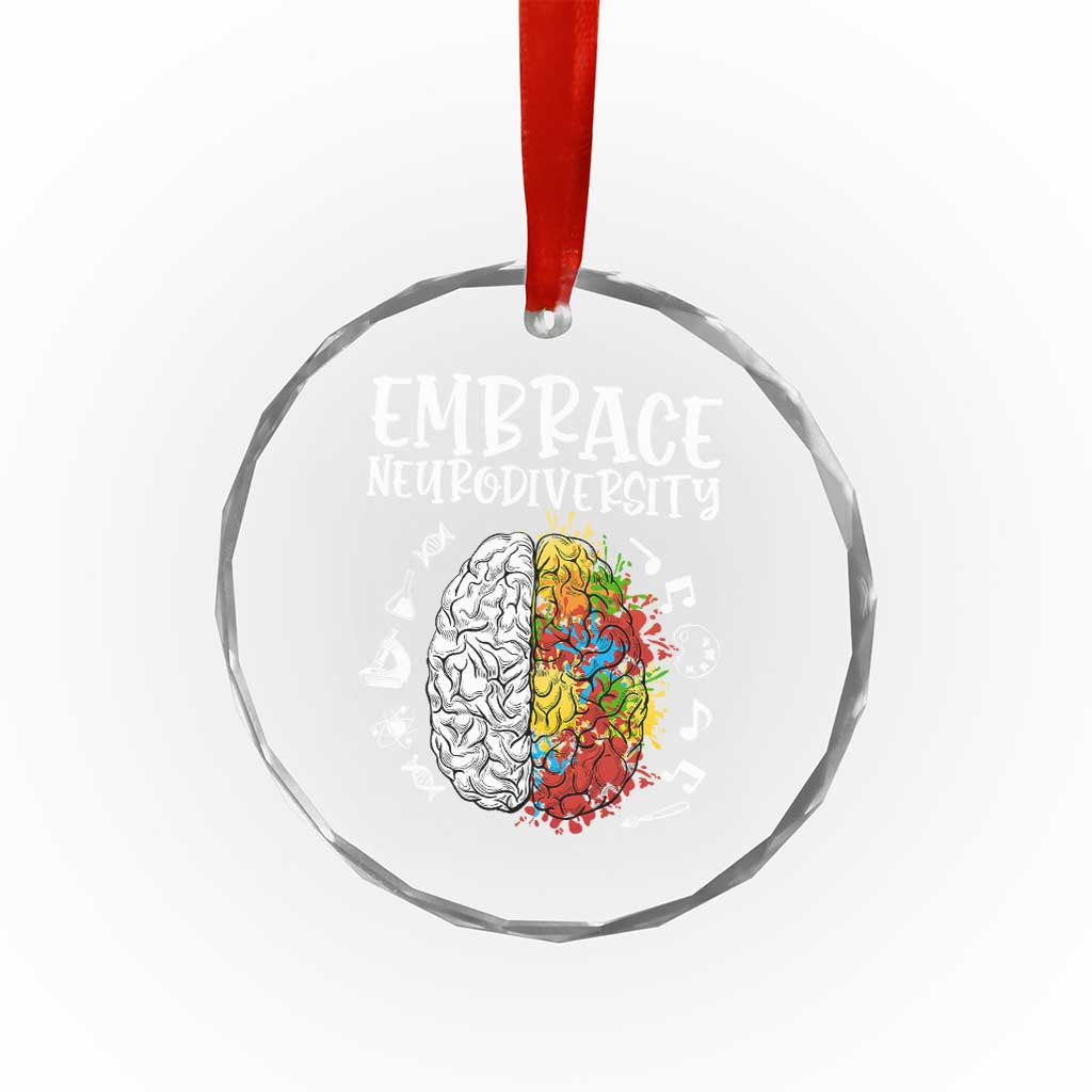 Embrace Neurodiversity Crystal Glass Ornament Autism Awareness ASD ADHD Acceptance - Wonder Print Shop