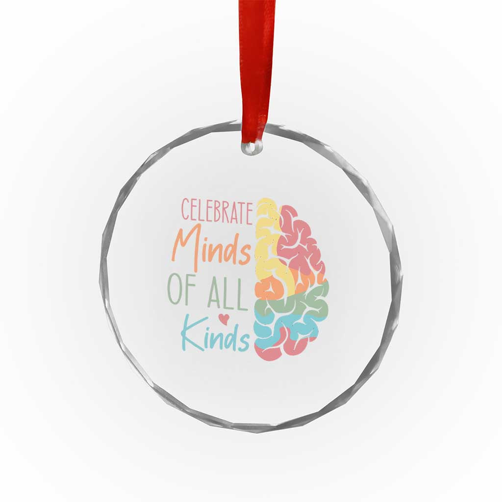 Embrace Neurodiversity Crystal Glass Ornament Celebrate Minds of All Kinds Teacher ASD TS02
