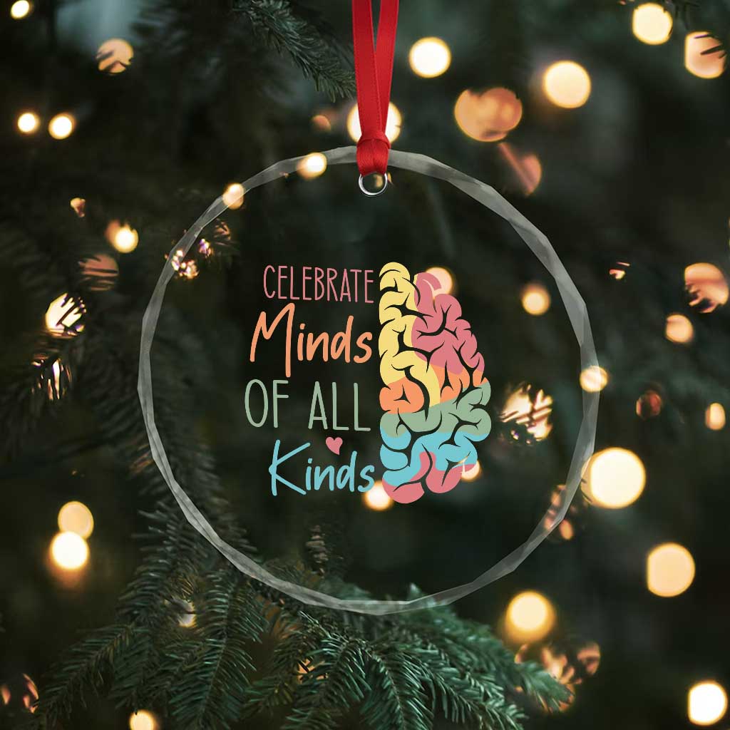 Embrace Neurodiversity Crystal Glass Ornament Celebrate Minds of All Kinds Teacher ASD TS02