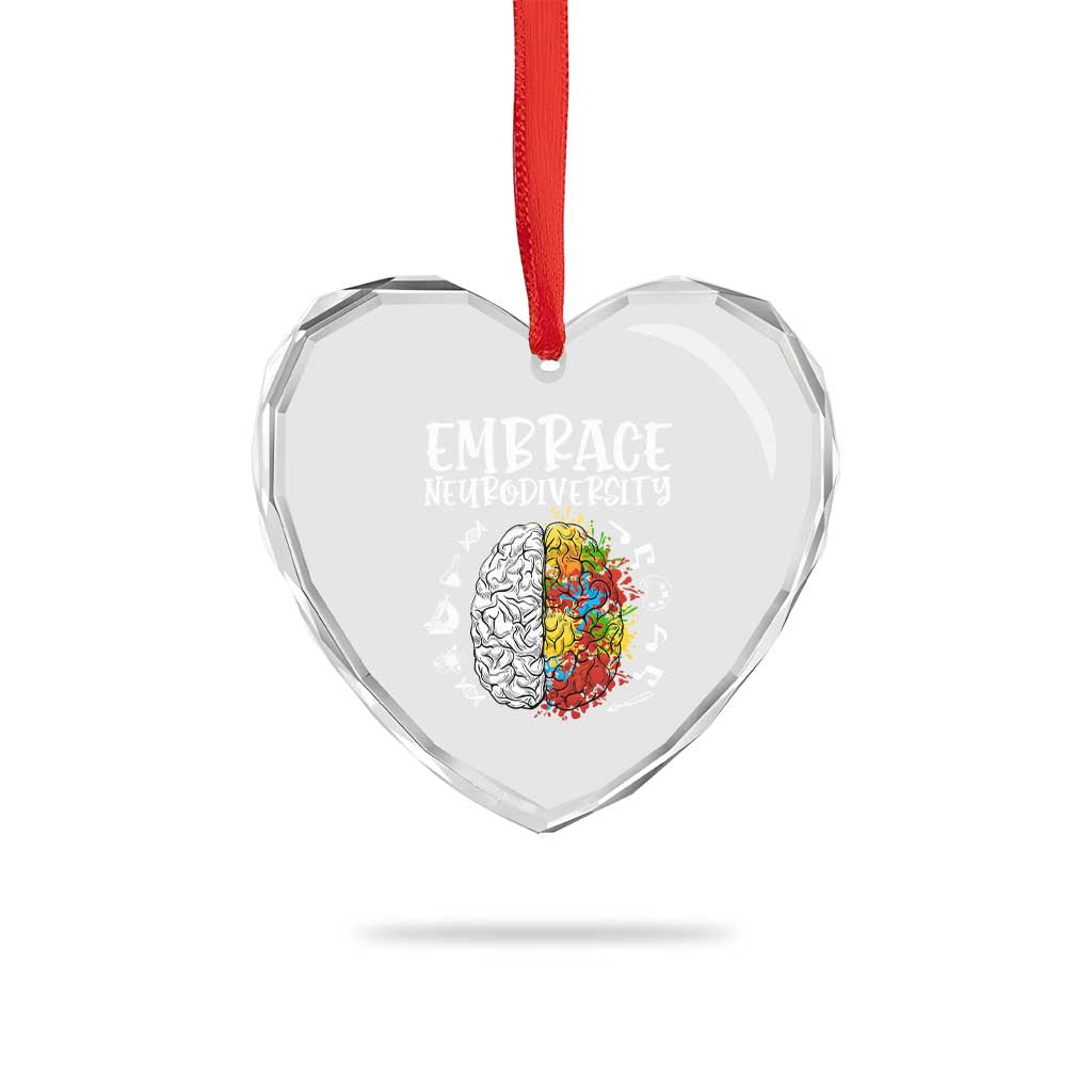 Embrace Neurodiversity Heart Crystal Glass Ornament Autism Awareness ASD ADHD Acceptance - Wonder Print Shop