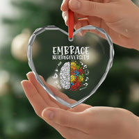 Embrace Neurodiversity Heart Crystal Glass Ornament Autism Awareness ASD ADHD Acceptance - Wonder Print Shop