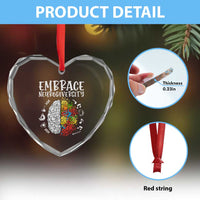 Embrace Neurodiversity Heart Crystal Glass Ornament Autism Awareness ASD ADHD Acceptance - Wonder Print Shop