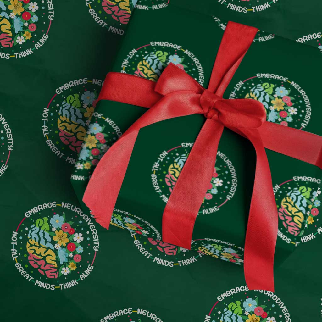Embrace Neurodiversity Wrapping Paper Roll Neurodiverse Brain Autism Awareness ADHD Autistic - Wonder Print Shop