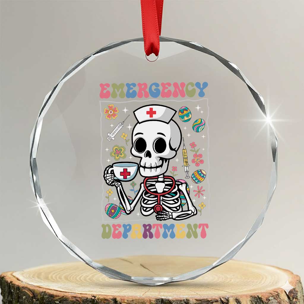 Emergency Department Skeleton Nurse Easter Crystal Glass Ornament ER Nursing Room TS02