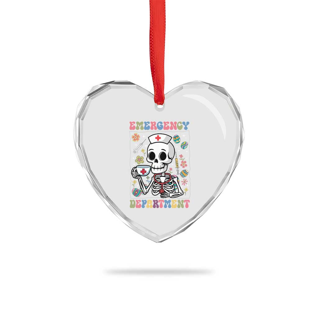 Emergency Department Skeleton Nurse Easter Heart Crystal Glass Ornament ER Nursing Room - Wonder Print Shop