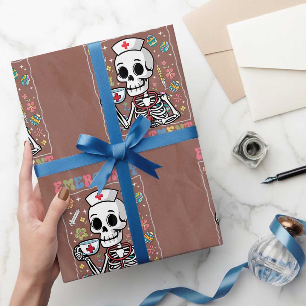 Emergency Department Skeleton Nurse Easter Wrapping Paper Roll ER Nursing Room - Wonder Print Shop