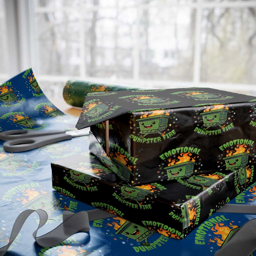 Emotional Dumpster Fire Wrapping Paper Roll Funny Mental Health Retro Groovy