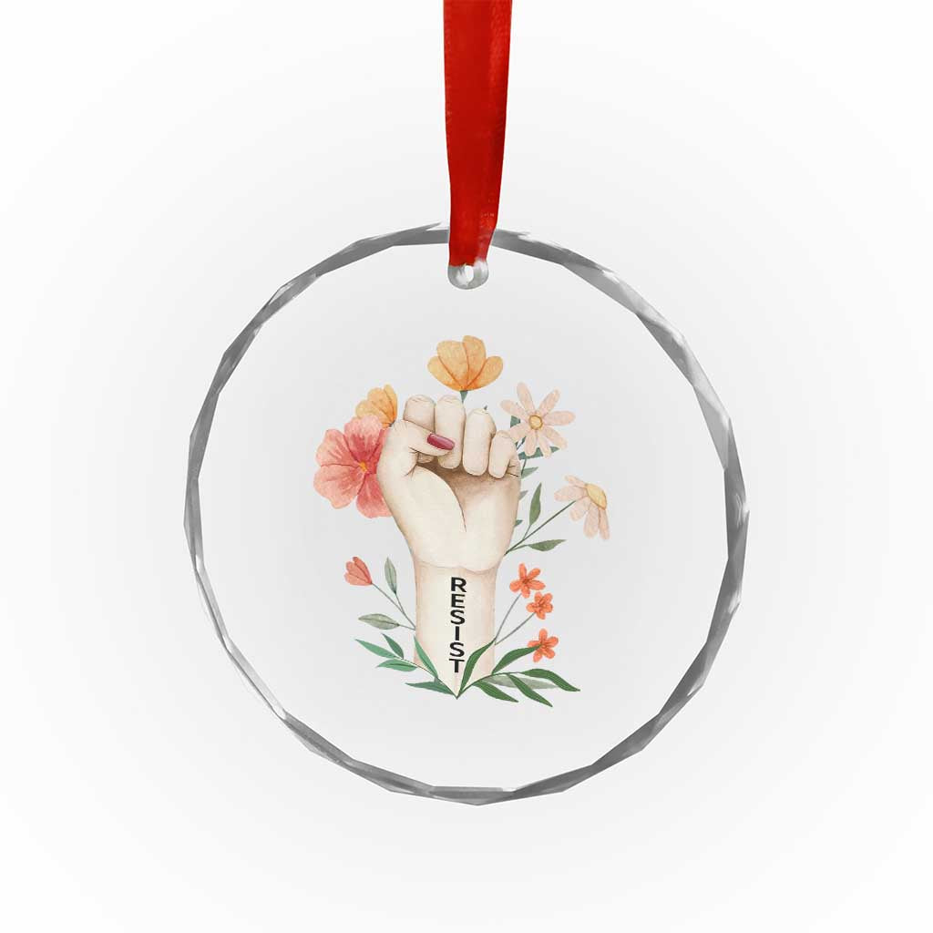 Empowered Women Crystal Glass Ornament Resist Raised Fist Retro Boho TS02