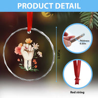 Empowered Women Crystal Glass Ornament Resist Raised Fist Retro Boho TS02