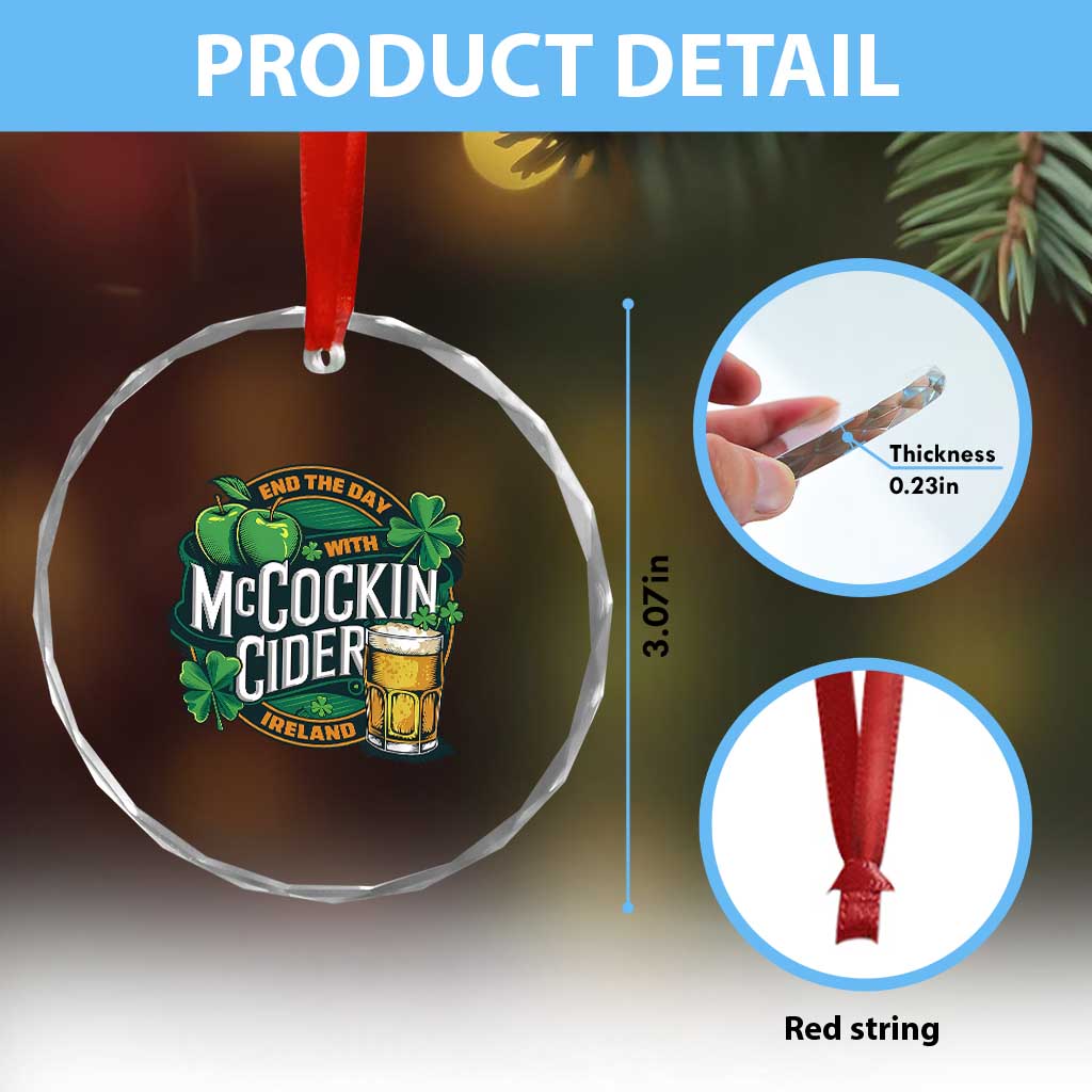 End the Day with McCockin Cider Crystal Glass Ornament Funny Irish Drinking Apple Cider St Patricks Day Adult Humor