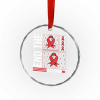 End The Stigma HIV Awareness Crystal Glass Ornament Red Ribbon Gift - Wonder Print Shop
