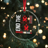 End The Stigma HIV Awareness Crystal Glass Ornament Red Ribbon Gift - Wonder Print Shop