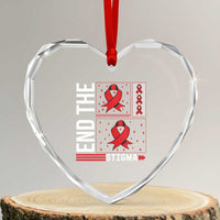 End The Stigma HIV Awareness Heart Crystal Glass Ornament Red Ribbon Gift - Wonder Print Shop
