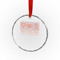 Endometrial Cancer Awareness Crystal Glass Ornament Hope Faith Cure Peach Ribbon