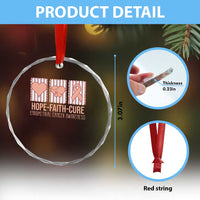 Endometrial Cancer Awareness Crystal Glass Ornament Hope Faith Cure Peach Ribbon