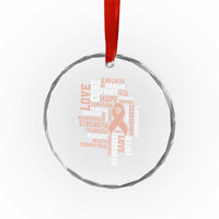 Endometrial Cancer Awareness Crystal Glass Ornament Warrior Survivor Peach Ribbon