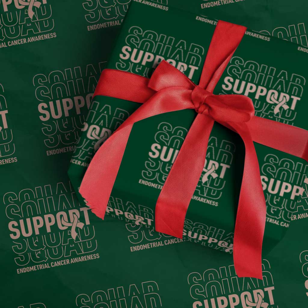 Endometrial Cancer Awareness Wrapping Paper Roll Support Squad Ribbon Warrior