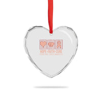 Endometrial Cancer Awareness Heart Crystal Glass Ornament Hope Faith Cure Peach Ribbon