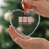 Endometrial Cancer Awareness Heart Crystal Glass Ornament Hope Faith Cure Peach Ribbon