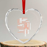 Endometrial Cancer Awareness Heart Crystal Glass Ornament Warrior Survivor Peach Ribbon