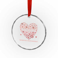 Endometrial Cancer Family Support Crystal Glass Ornament I Wear Peach For My Mom