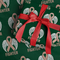 Endometrial Cancer Fighter Wrapping Paper Roll Peach Ribbon Angel Wings Survivor