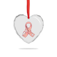 Endometrial Cancer Healthcare Warrior Heart Crystal Glass Ornament Peach Stethoscope Nurse