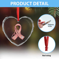 Endometrial Cancer Healthcare Warrior Heart Crystal Glass Ornament Peach Stethoscope Nurse