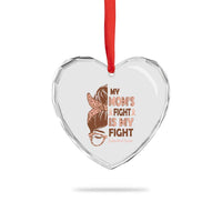 Endometrial Cancer Support Heart Crystal Glass Ornament My Moms Fight My Fight