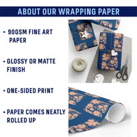 Endometrial Cancer Support Squad Floral Gift Wrapping Paper Roll In September We Wear Peach