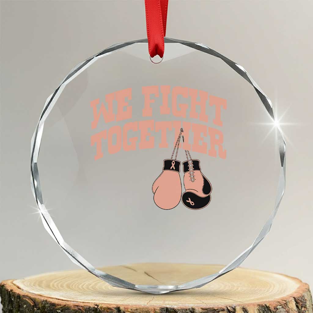 Endometrial Cancer Warrior Crystal Glass Ornament We Fight Together Boxing Gift