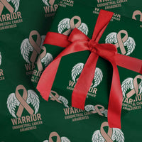 Endometrial Cancer Warrior Wrapping Paper Roll Peach Ribbon Angel Wings Support