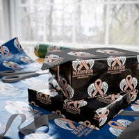 Endometrial Cancer Warrior Wrapping Paper Roll Peach Ribbon Angel Wings Support