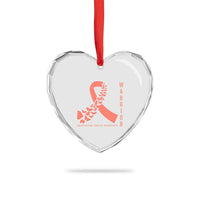 Endometrial Cancer Warrior Fighter Butterfly Heart Crystal Glass Ornament Peach Ribbon Hope