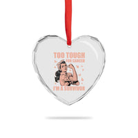 Endometrial Cancer Warrior Heart Crystal Glass Ornament Too Tough For Cancer Im A Survivor