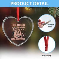 Endometrial Cancer Warrior Heart Crystal Glass Ornament Too Tough For Cancer Im A Survivor