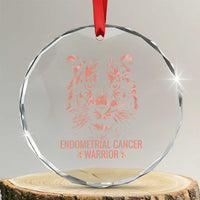 Endometrial Cancer Warrior Tiger Crystal Glass Ornament Strength Courage Hope