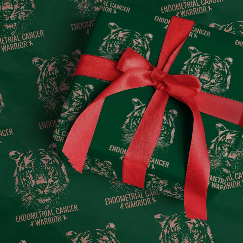 Endometrial Cancer Warrior Tiger Wrapping Paper Roll Strength Courage Hope