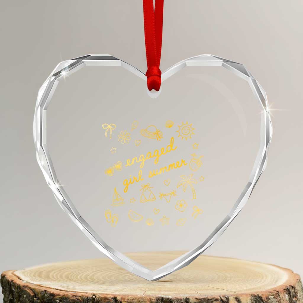 Engaged Girl Summer Heart Crystal Glass Ornament Bride To Be Engagement