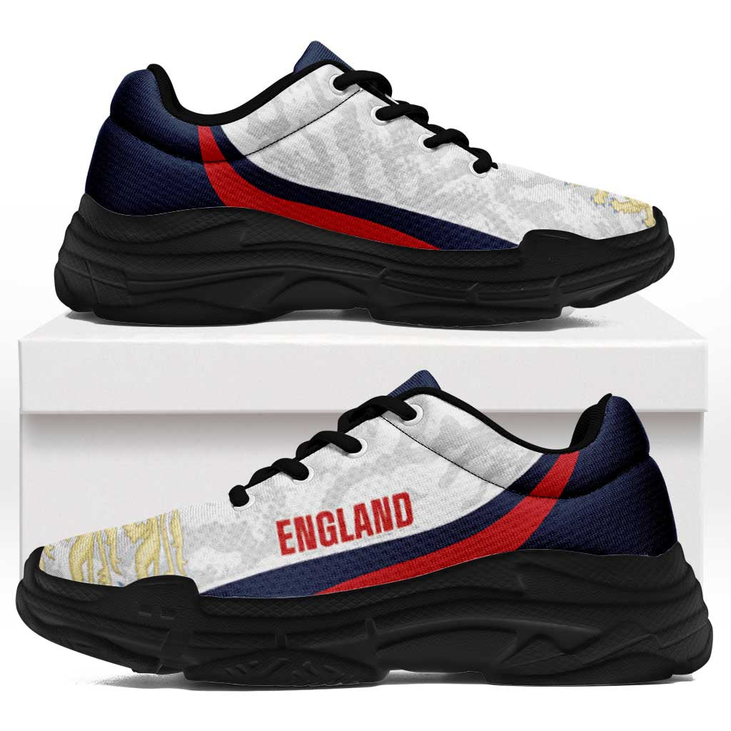 England 2026 Football Chunky Sneakers Go Three Lions Grunge Curve Stylized - Wonder Print Shop