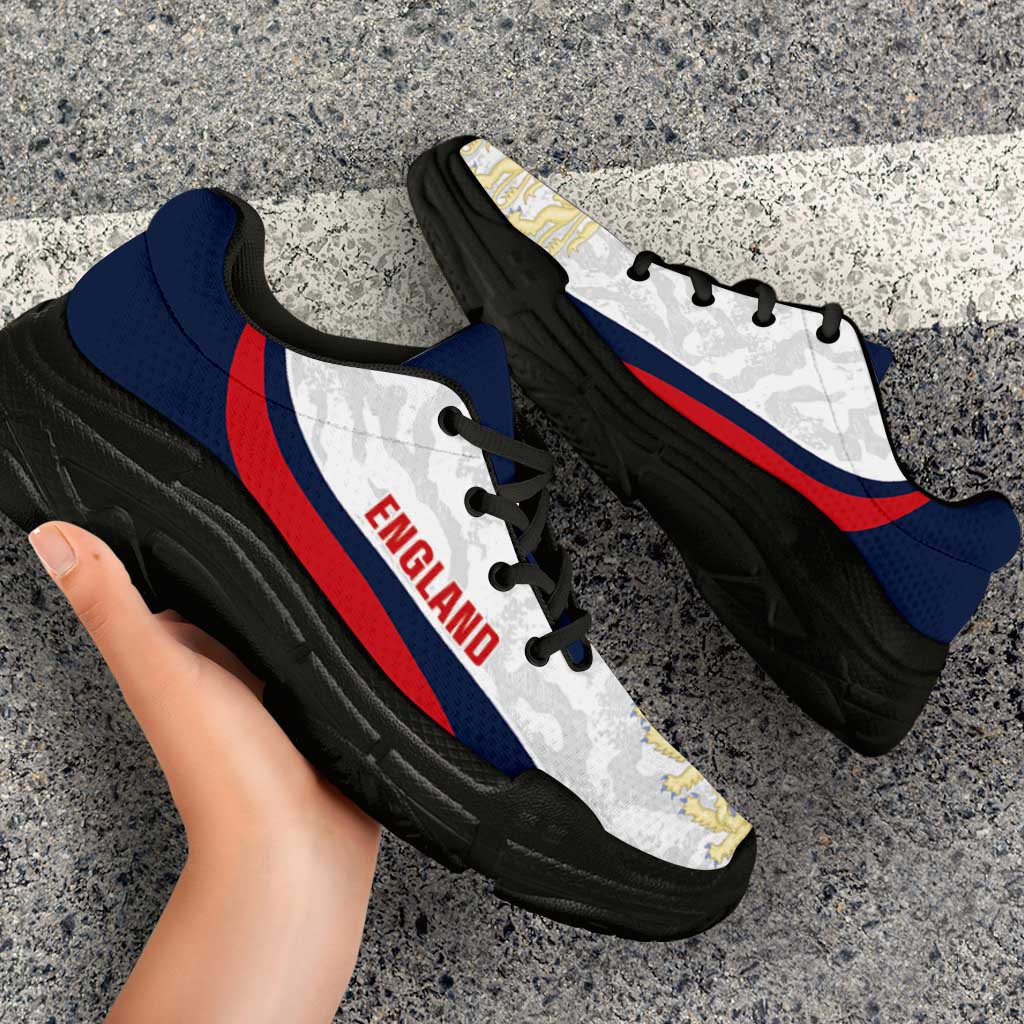 England 2026 Football Chunky Sneakers Go Three Lions Grunge Curve Stylized - Wonder Print Shop