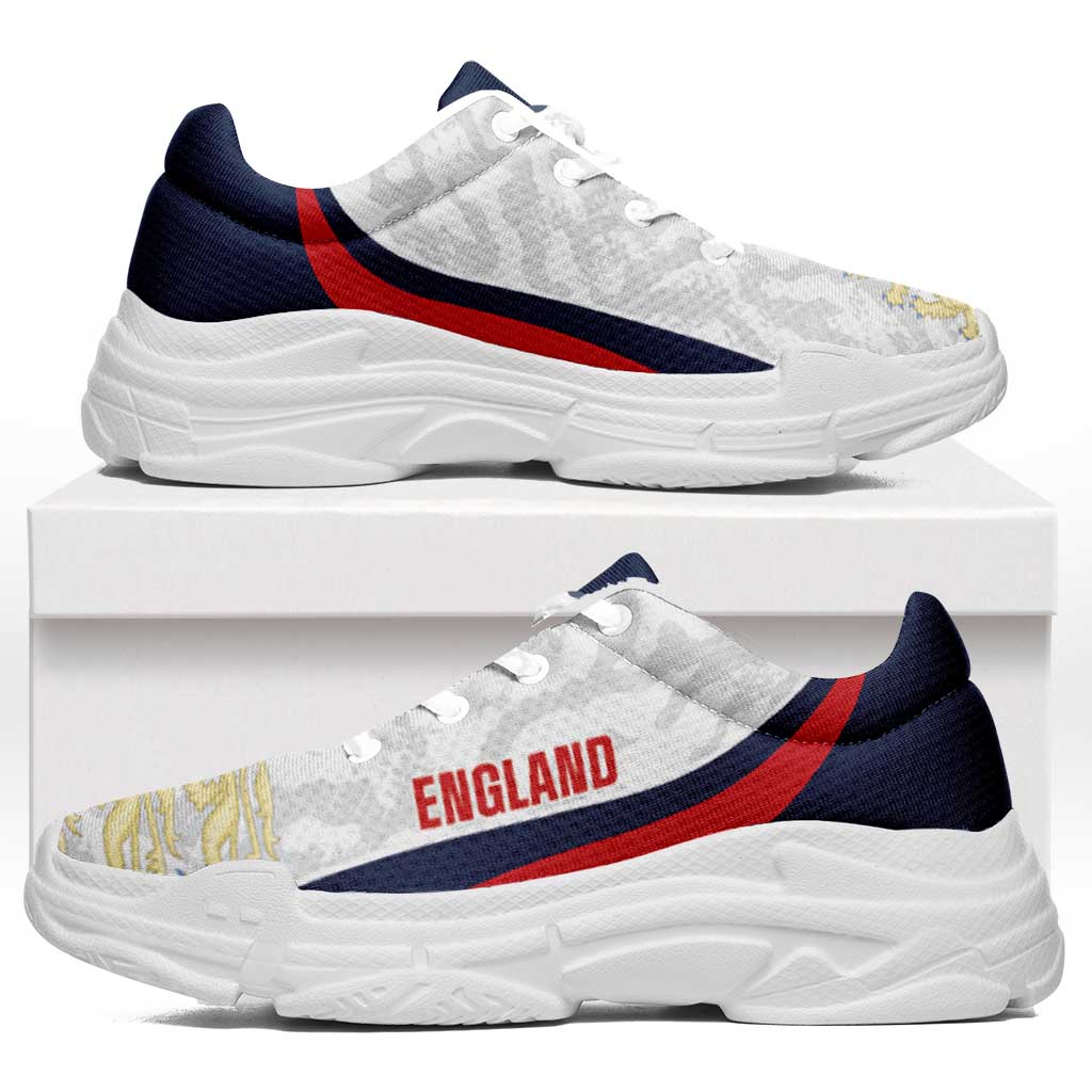 England 2026 Football Chunky Sneakers Go Three Lions Grunge Curve Stylized - Wonder Print Shop