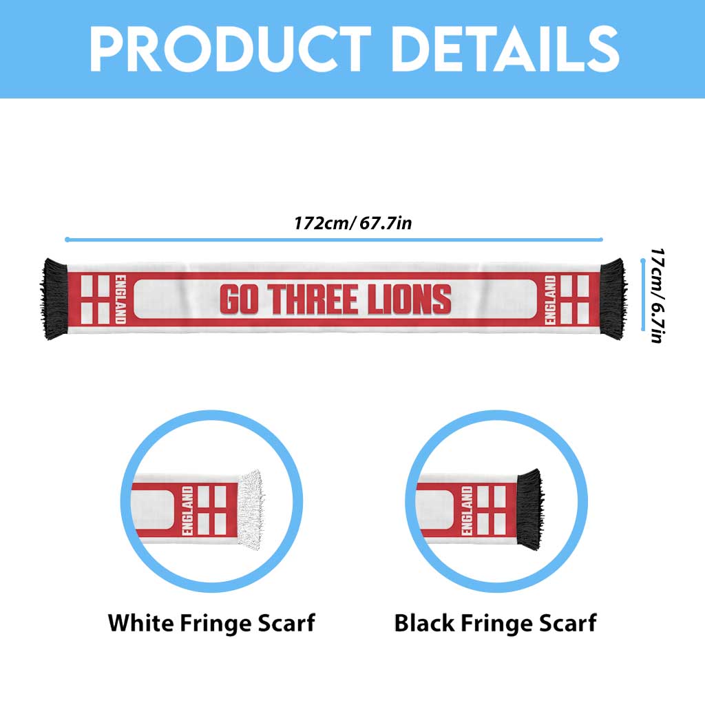 England 2026 Football Personalised Soccer Scarf Go Three Lions