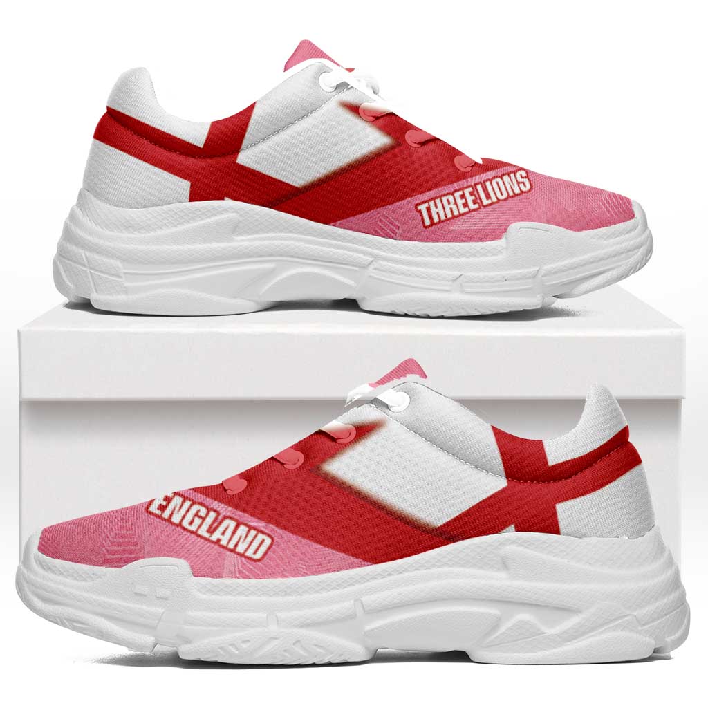 England 2026 World Football Chunky Sneakers Three Lions Pink And Flag Color