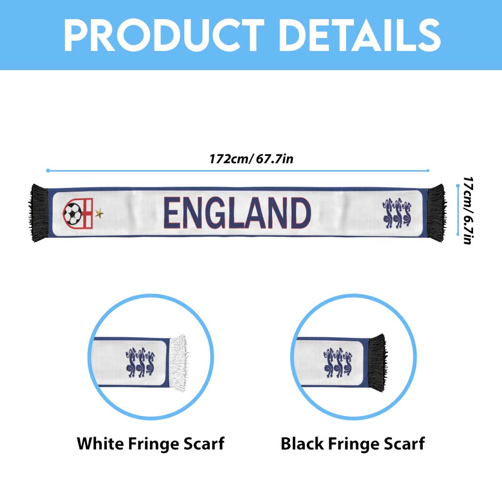 England 2026 World Football Soccer Scarf Go Champions Three Lions