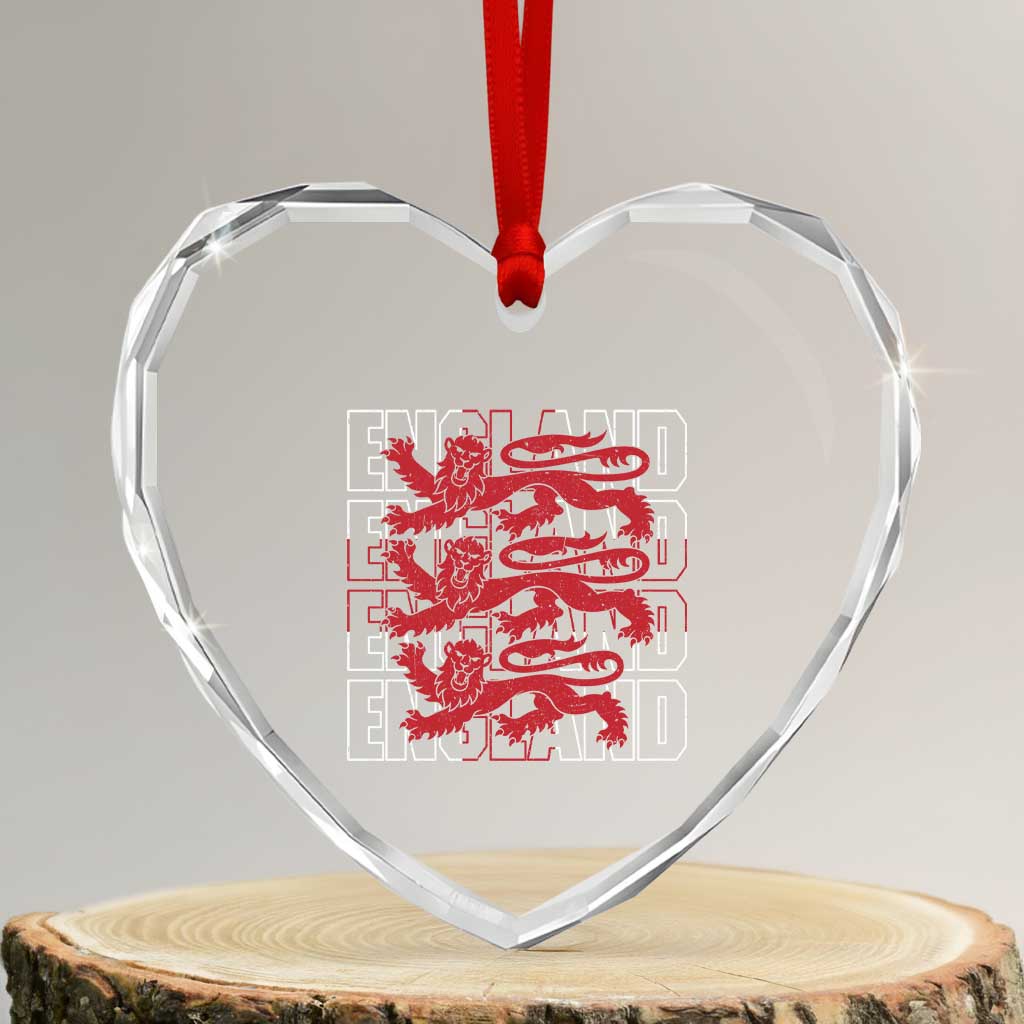 England Flag Lion Symbol English Pride Heart Crystal Glass Ornament