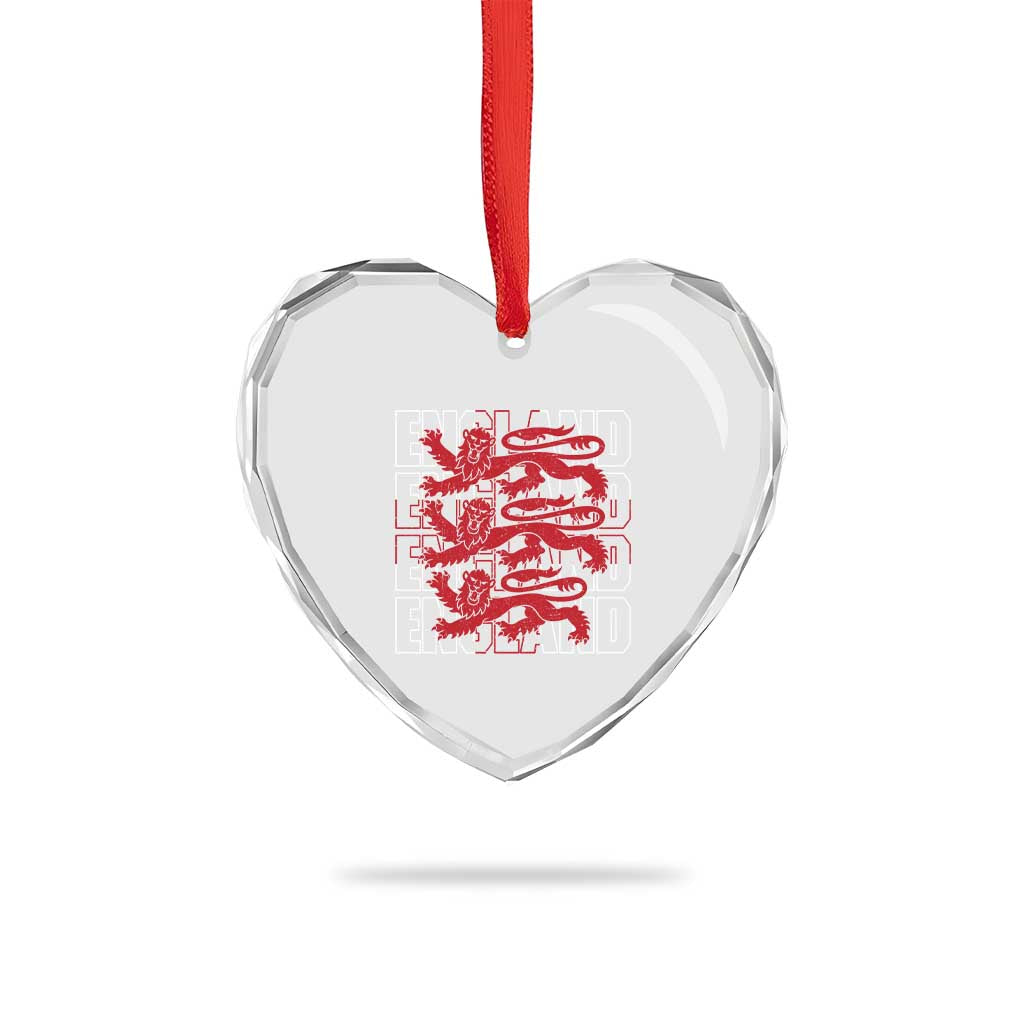 England Flag Lion Symbol English Pride Heart Crystal Glass Ornament