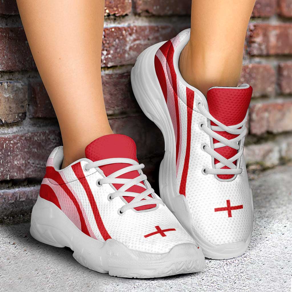England Football Chunky Sneakers Flag-Inspired Curve Style
