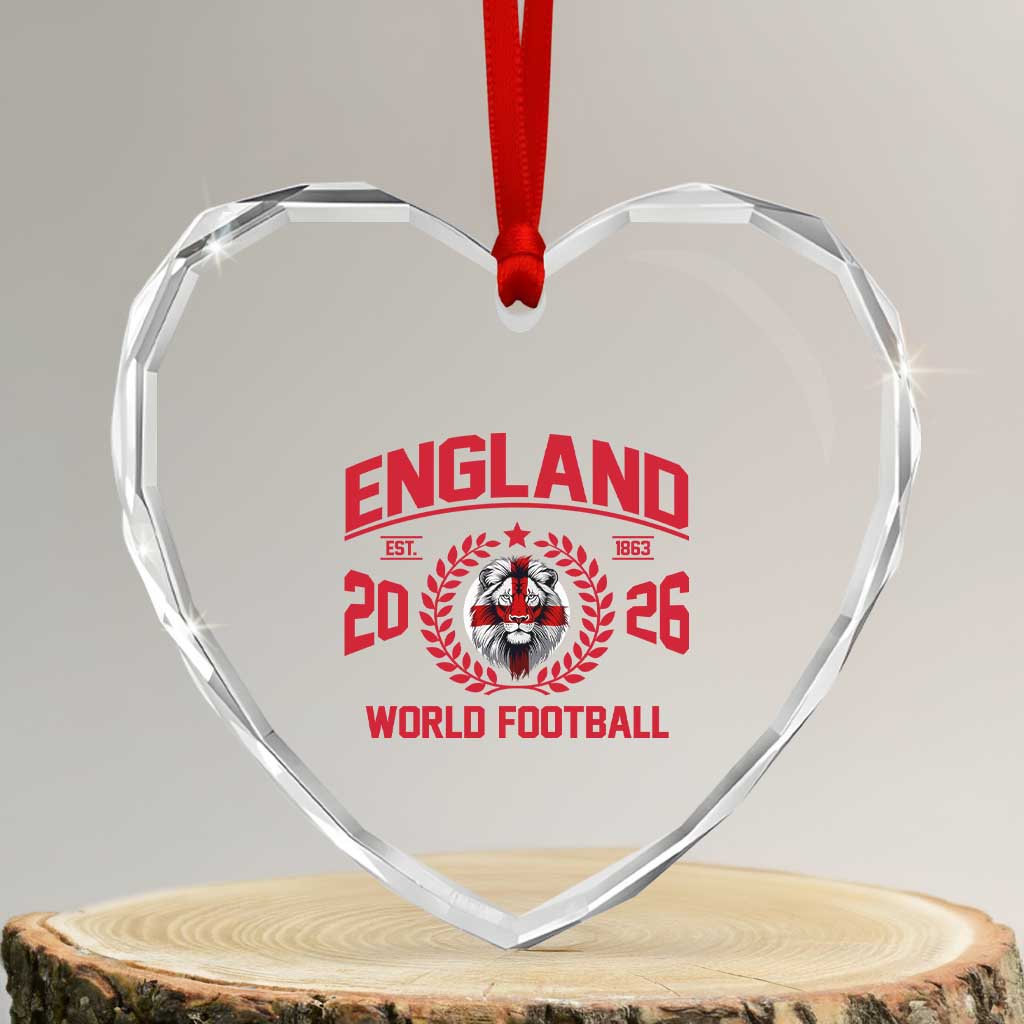 England Football Flag Heart Crystal Glass Ornament Lion St George Cross Soccer Fan Patriotic